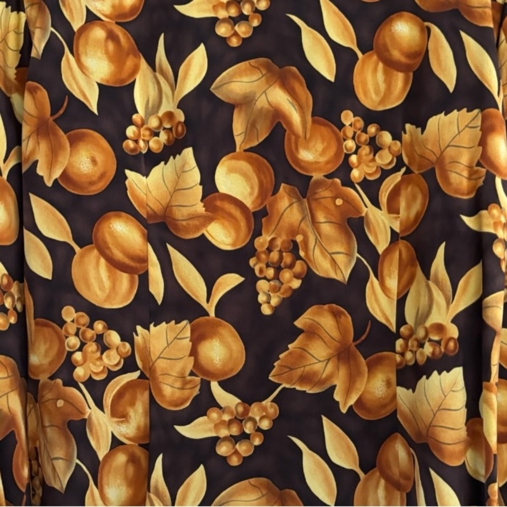 Vintage Dana B. and Karen Brown Gold Autumn Leaves Silk Blouse Women’s Size 6 - Picture 4 of 8